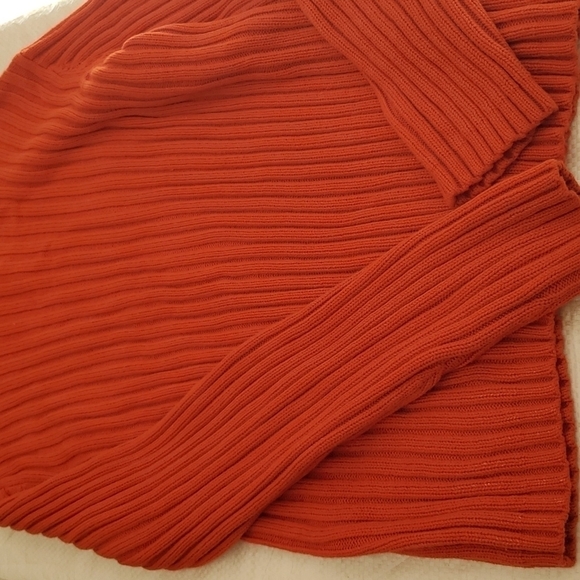 Express Vintage Ribbed Knit V-neck Orange Sweater Size XL - Picture 6 of 6